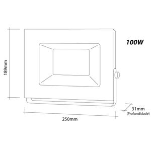 Refletor Led 100w 6500k Branco Viena Luz