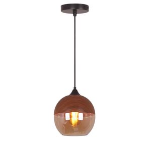 Pendente Wood Ball Amadeirado E27 1 Lâmpada Viena Luz