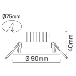 Spot Led Pp 7w 6500k Quadrado Viena Luz