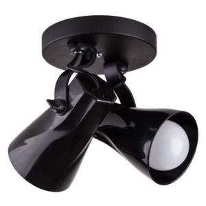 Spot De Sobrepor Wave Duplo Preto E27 Viena Luz