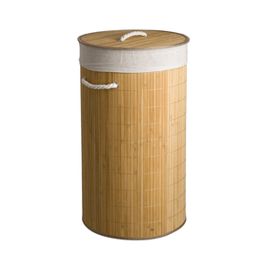 Cesto De Roupa Bambu Redondo Com Tampa 55l Tiklar