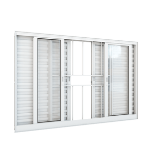 Veneziana Alumínio De Correr Central 4 Folhas Móveis E 2 Folhas Fixas Com Grade 100x120 Branco Ullian