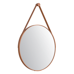 Espelheira Orion 60cm Com Alças De Couro Caramelo Cozimax