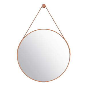 Espelheira Orion 60cm Com Alças De Couro Caramelo Cozimax