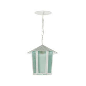 Pendente Colonial Sextavado Vidro Pontilhado Branco Blumenau