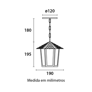 Pendente Colonial Sextavado Vidro Pontilhado Branco Blumenau