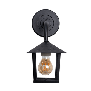 Arandela Colonial Nina Quadrada Vidro Liso E27 Preto Blumenau