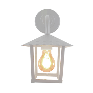 Arandela Colonial Nina Quadrada Vidrd Liso E27 Branco Blumenau