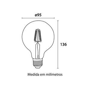 Lampada Led Filamento Globo Pequeno G95 4w 2400k E27 Bivolt Blumenau