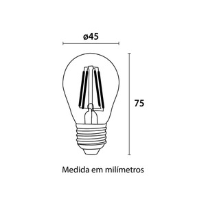 Lampada Led Filamento G45 2w 2400k E27 Bivolt Blumenau