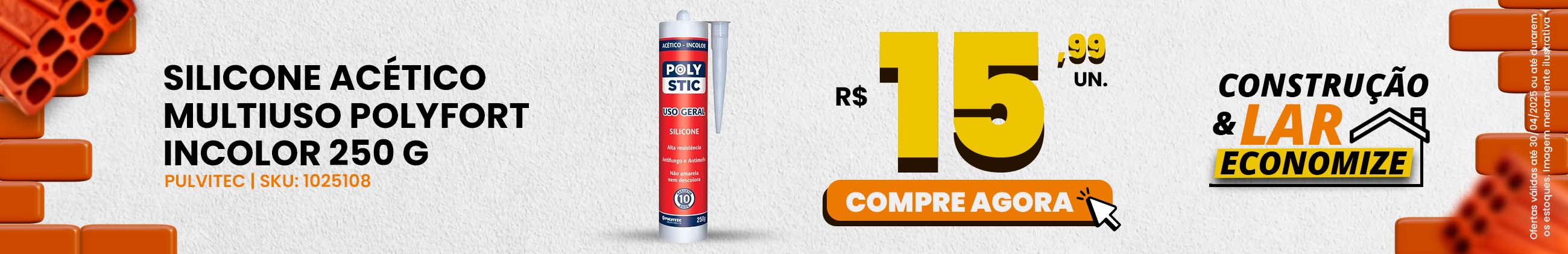 Silicone Acetico Multiuso Polyfort Incolor 250g Pulvitec