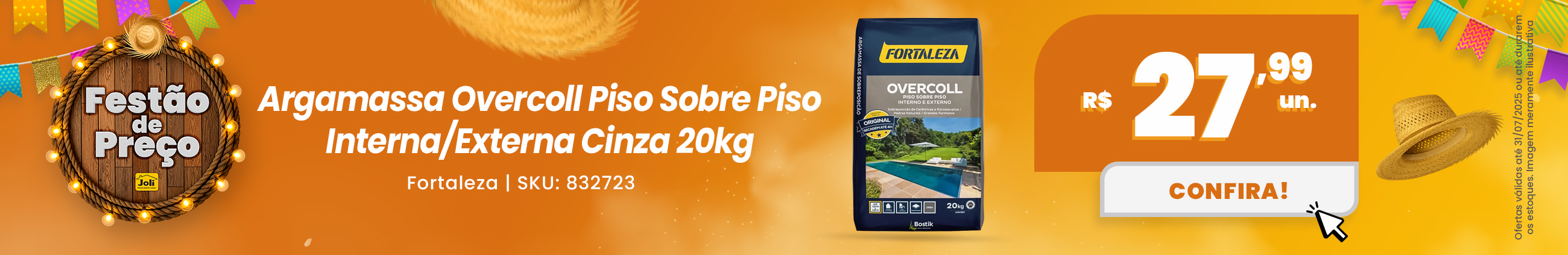 Argamassa Overcoll Piso Sobre Piso Interna/Externa Cinza 20kg Fortaleza